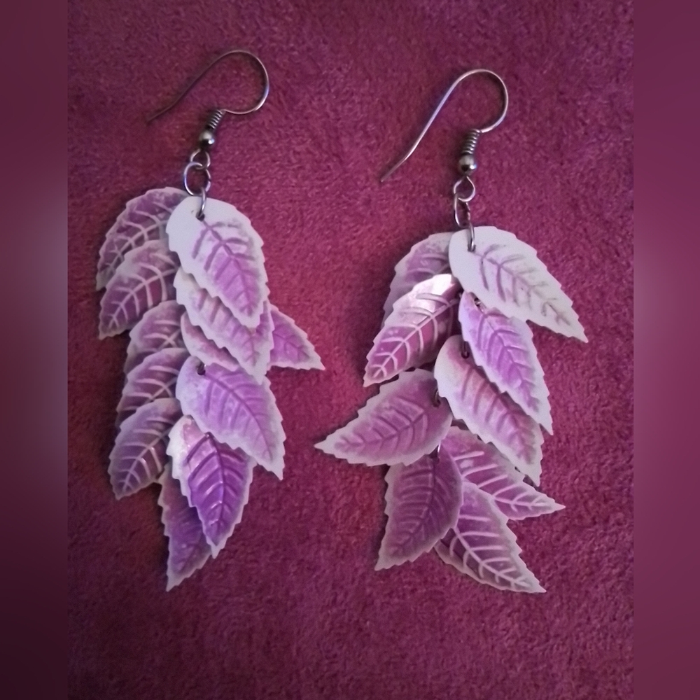 Vintage Elegant Purple Leaf Earrings